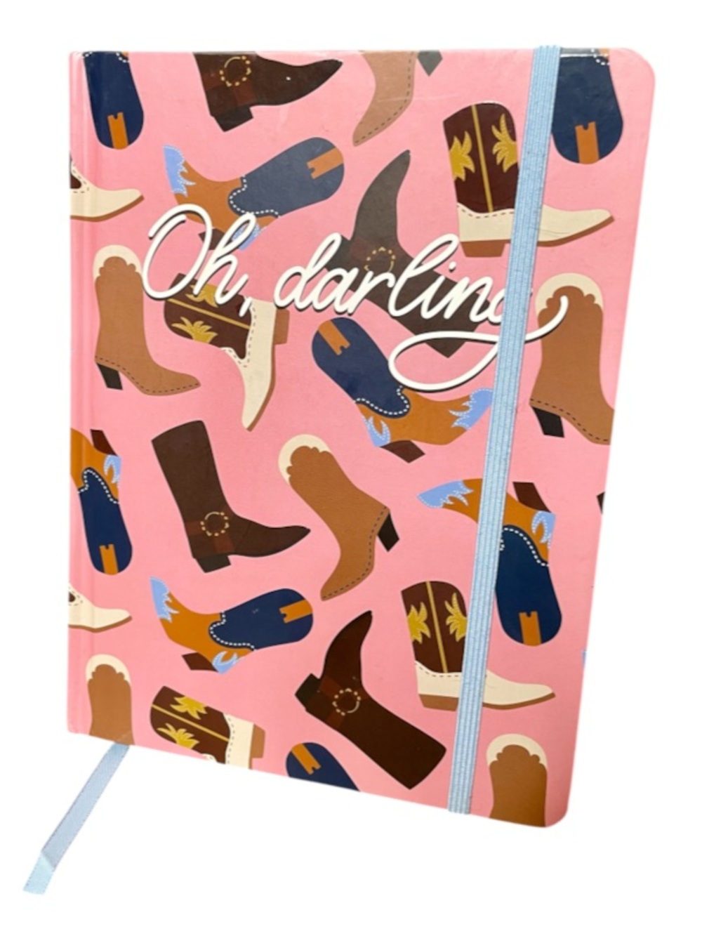 ‘Oh, Darling’ 200 Lined Pages 8” x 6” Pink Cowboy Boot Western Hardcover Journal